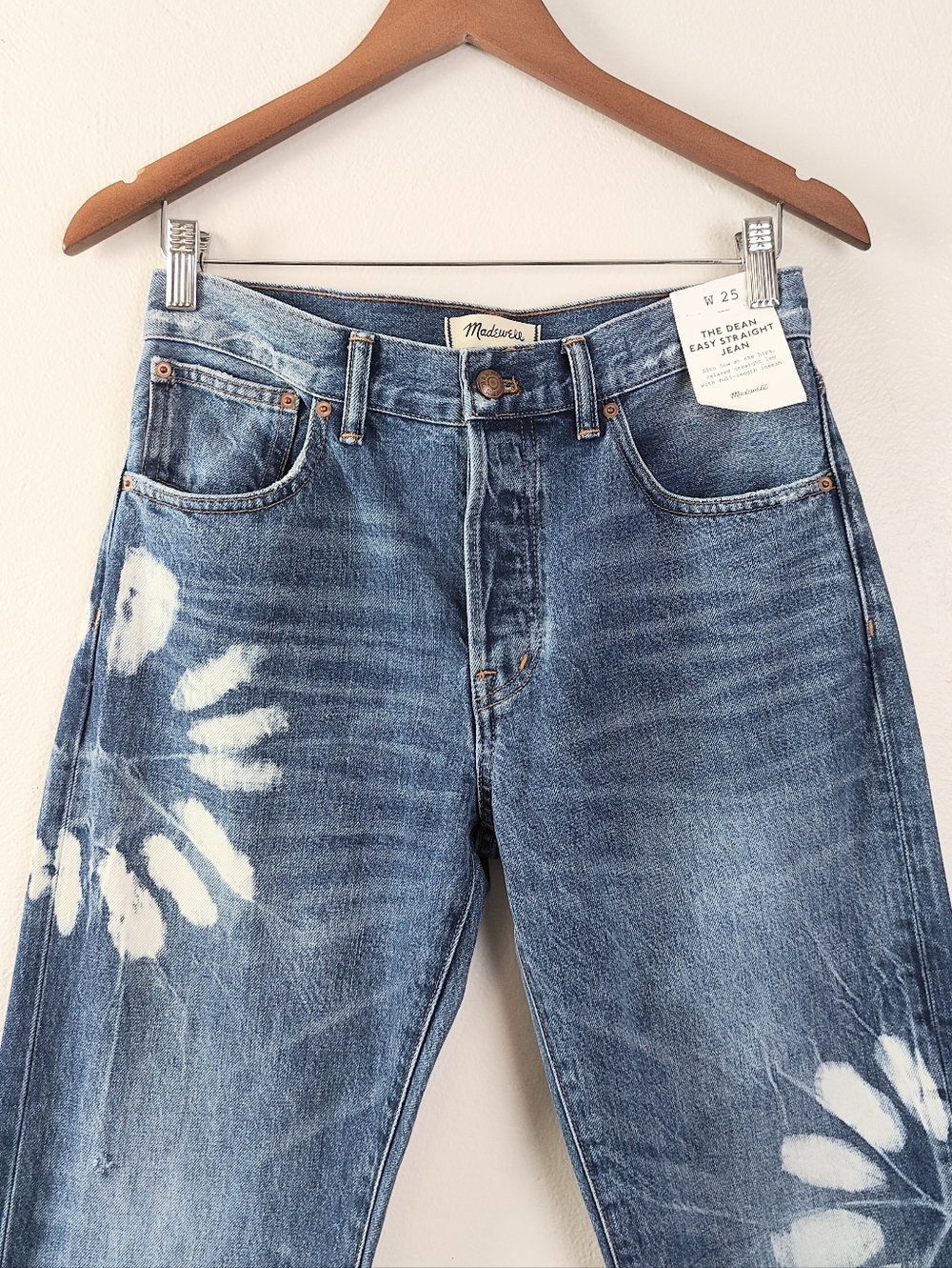 Madewell The Dean Easy Straight Jean Size 25 Straight Leg Shibori Wash Floral - Picture 6 of 11